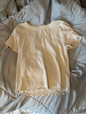 Old Navy Cream Short-Sleeve Waffle Knit  with Hem